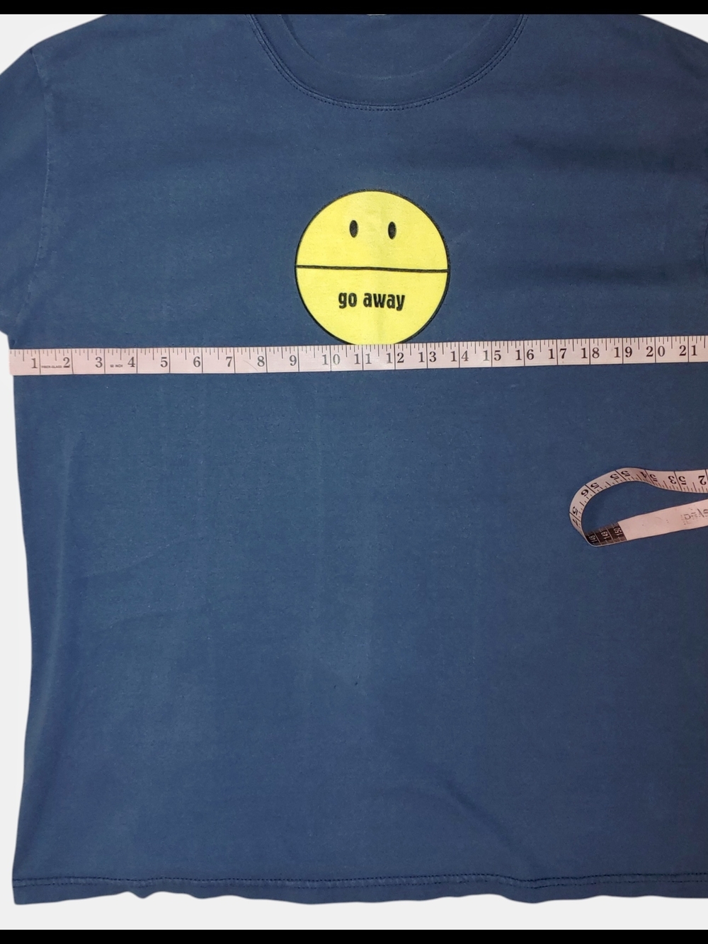 Blue Graphic Tee with Yellow 'Go Away' Print - Picture 5 of 5
